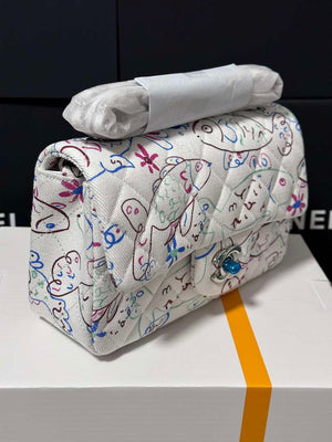 Chanel A69900 25C Mini Flap Fabric Printed  AS1116 White - Default Title - View 2