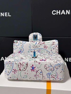 Chanel A69900 25C Mini Flap Fabric Printed  AS1116 White - Default Title - View 4