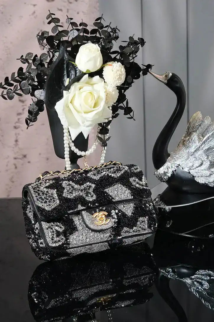 Chanel A69900 25P Mini Flap Sequin bag AS1116 Black