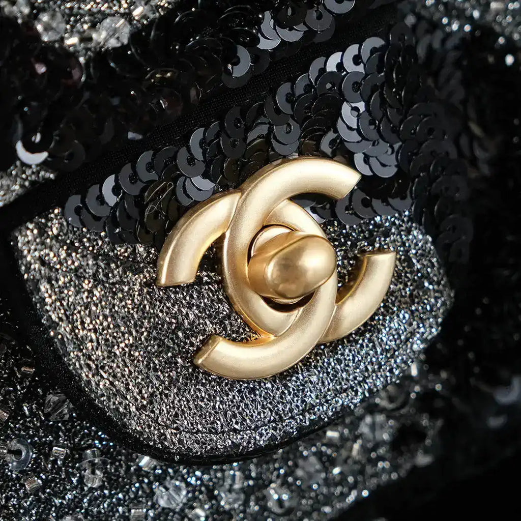 Chanel A69900 25P Mini Flap Sequin bag AS1116 Black
