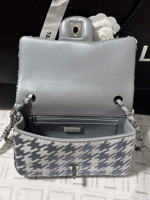 Chanel A69900 Mini Classic Handbag Embroidered Satin Sequins & Silver-Tone Metal - Default Title - View 6