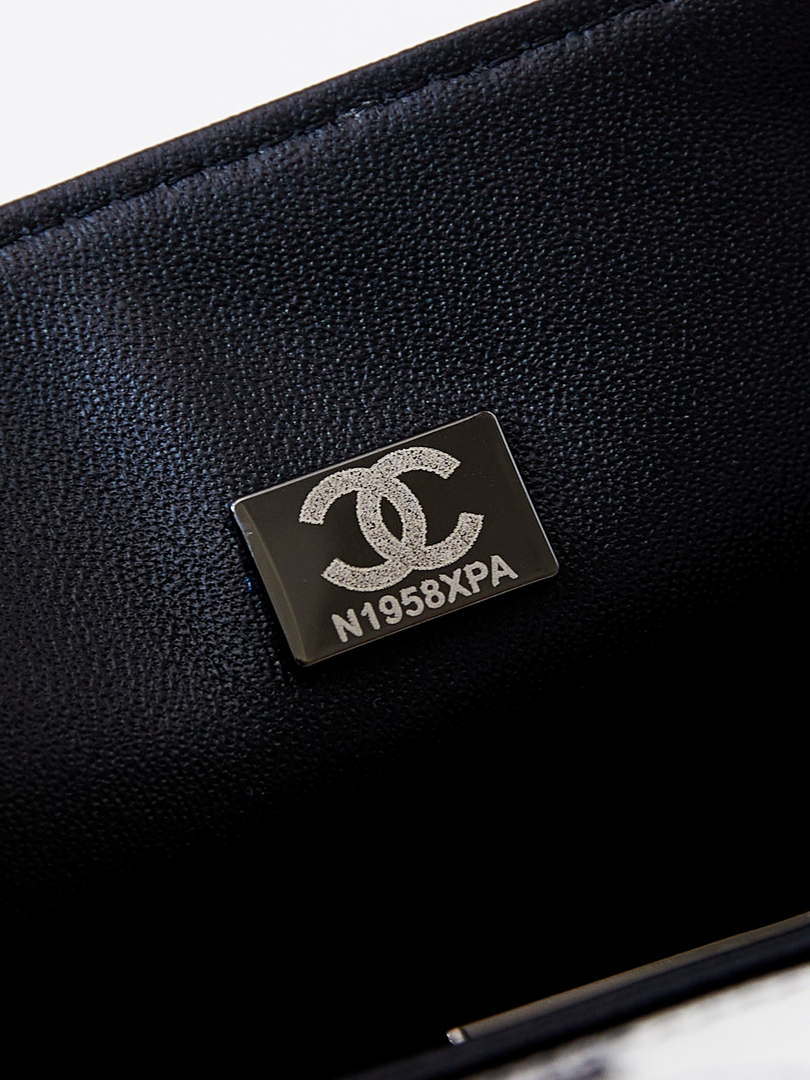Chanel A69900 Mini Flap AS1116 White Fabric with Black Printed - Default Title - View 9