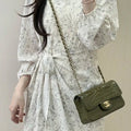 Chanel A69900 Mini Flap bag AS1116 20cm Crocodile Embossed Calfskin Dark green