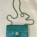Chanel A69900 Mini Flap bag AS1116 20cm Crocodile Embossed Calfskin Green
