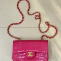 Chanel A69900 Mini Flap bag AS1116 20cm Crocodile Embossed Calfskin Pink