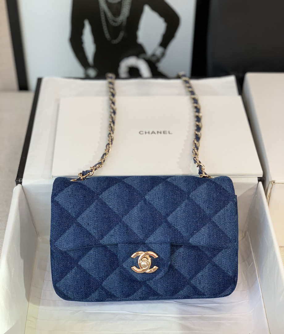 Chanel A69900 Mini Flap Bag Denim Blue 1116 Gold - Default Title - View 1
