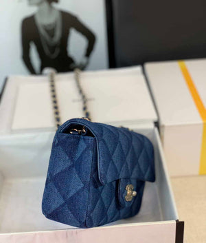 Chanel A69900 Mini Flap Bag Denim Blue 1116 Gold - Default Title - View 4