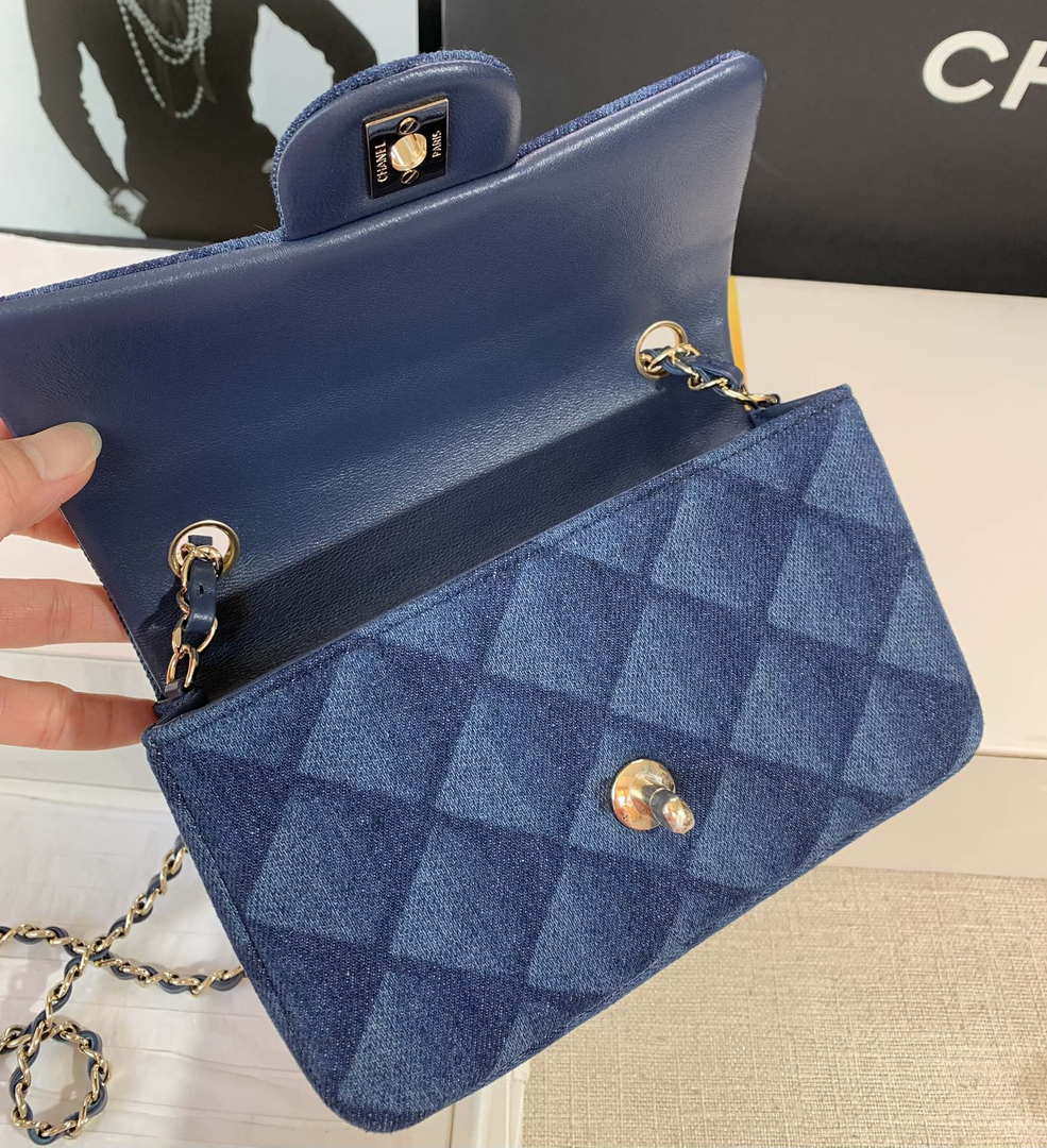 Chanel A69900 Mini Flap Bag Denim Blue 1116 Gold - Default Title - View 8