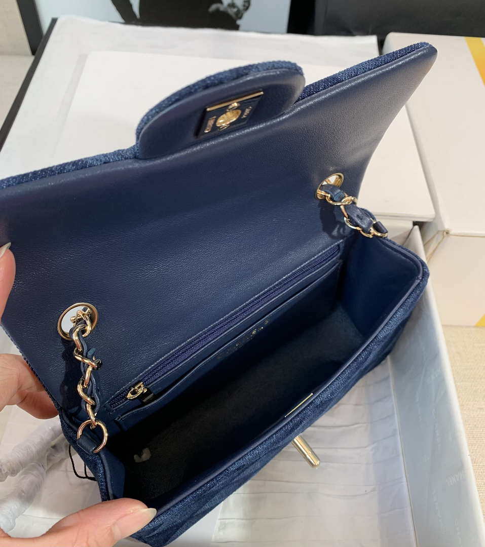 Chanel A69900 Mini Flap Bag Denim Blue 1116 Gold - Default Title - View 9