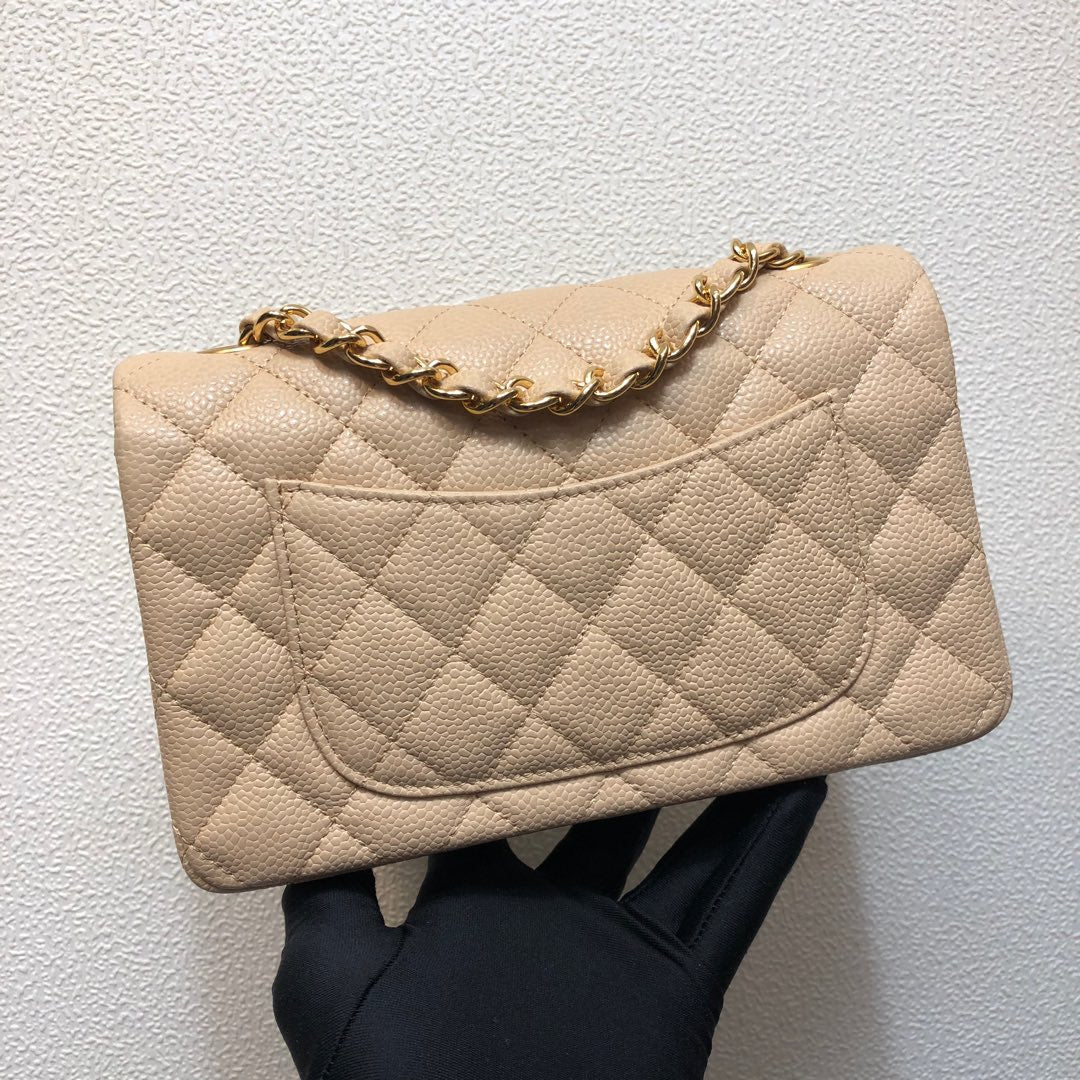 Chanel A69900 Mini Flap Bag Grained Calfskin Apricot Gold