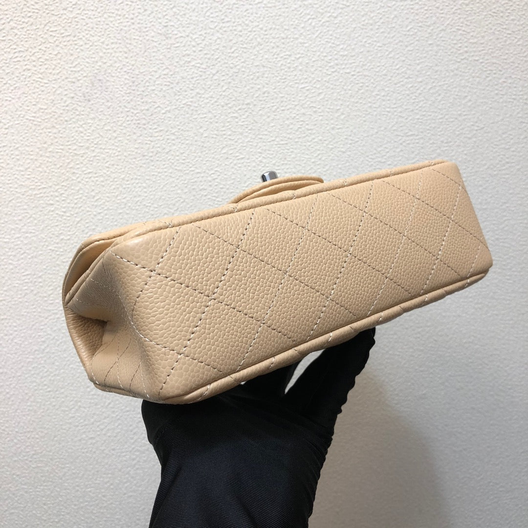 Chanel A69900 Mini Flap Bag Grained Calfskin Apricot Silver