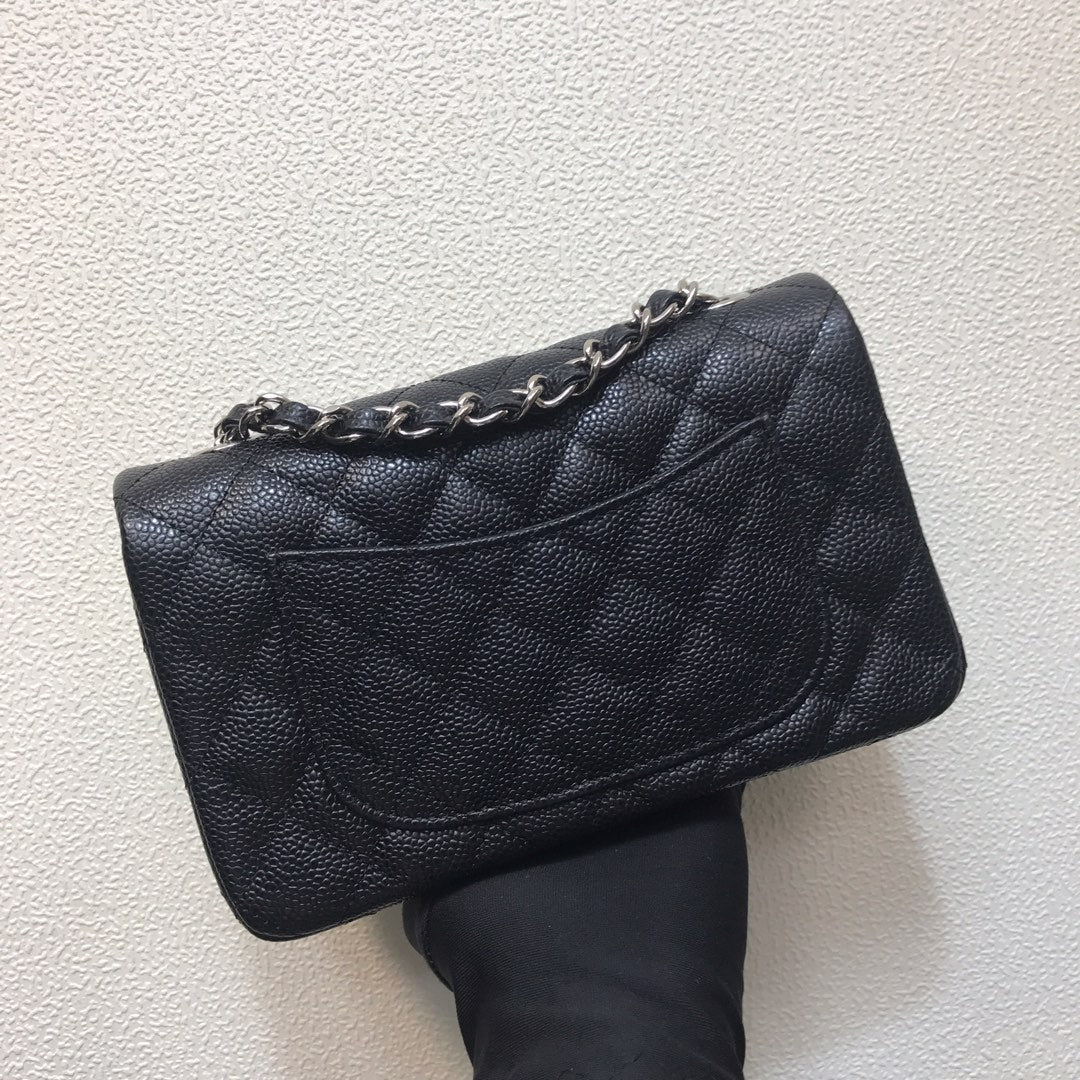 Chanel A69900 Mini Flap Bag Grained Calfskin Black Silver - Default Title - View 4
