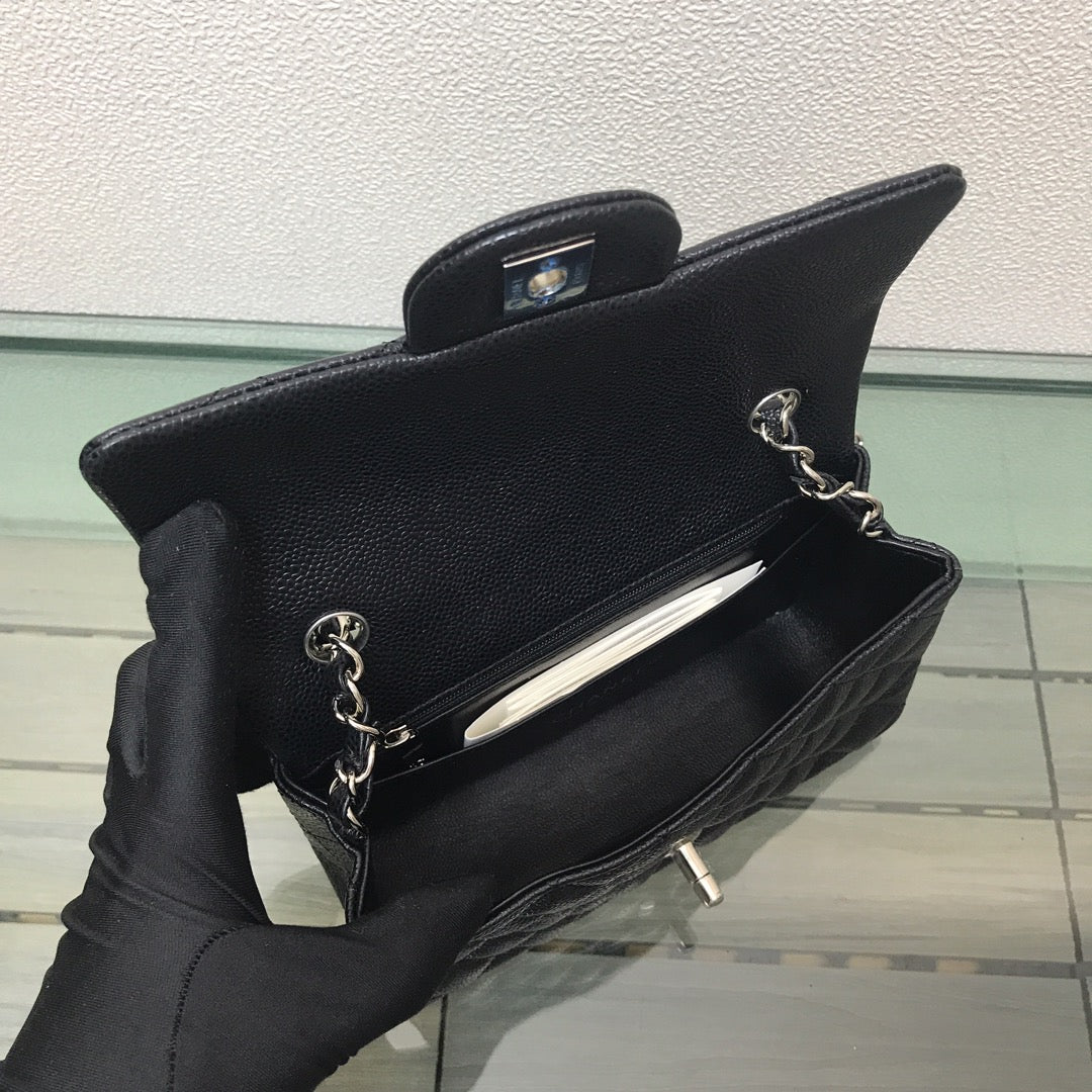 Chanel A69900 Mini Flap Bag Grained Calfskin Black Silver - Default Title - View 8