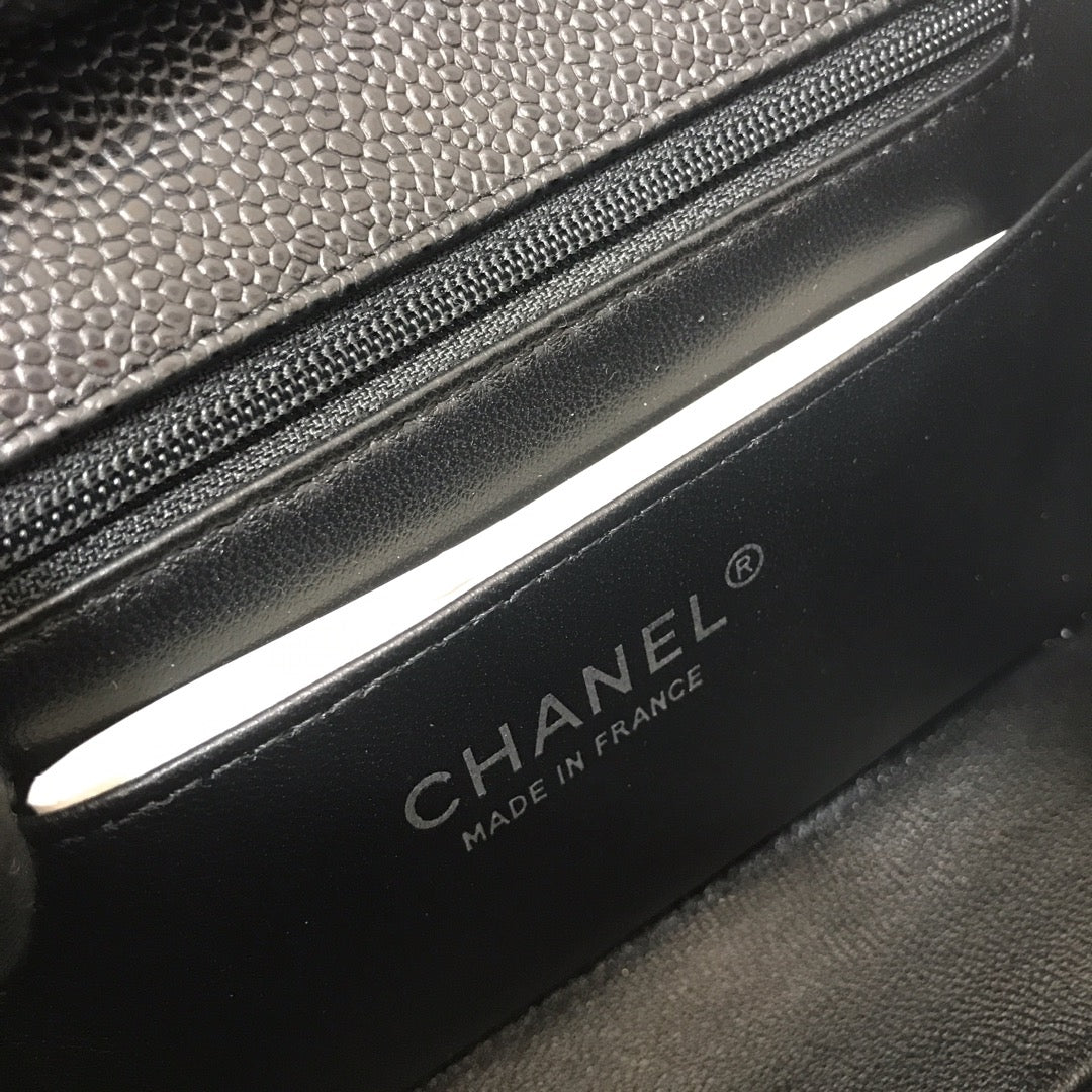 Chanel A69900 Mini Flap Bag Grained Calfskin Black Silver - Default Title - View 9