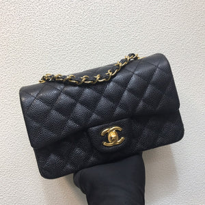 Chanel A69900 Mini Flap Bag Grained Calfskin Black Gold - Default Title - View 1