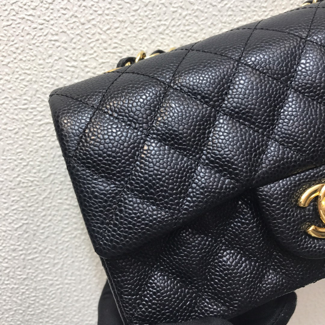Chanel A69900 Mini Flap Bag Grained Calfskin Black Gold - Default Title - View 3