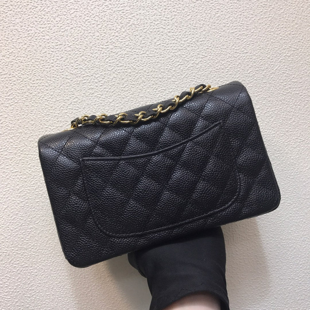 Chanel A69900 Mini Flap Bag Grained Calfskin Black Gold