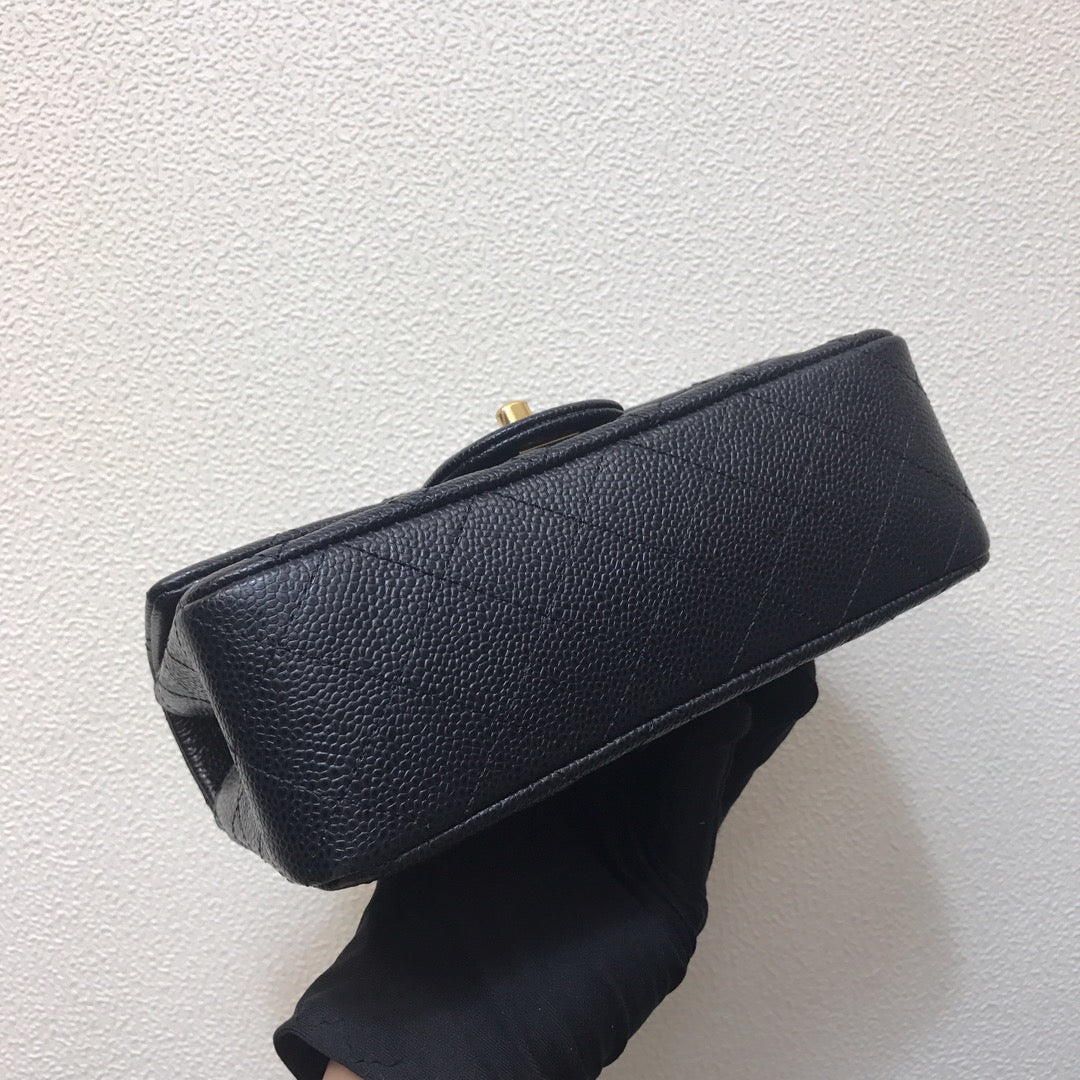 Chanel A69900 Mini Flap Bag Grained Calfskin Black Gold - Default Title - View 7