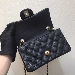 Chanel A69900 Mini Flap Bag Grained Calfskin Black Gold - Default Title - View 8