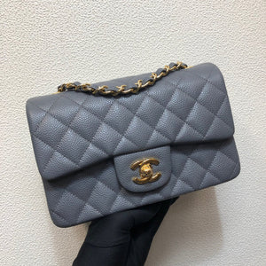 Chanel A69900 Mini Flap Bag Grained Calfskin Gray Gold - Default Title - View 1