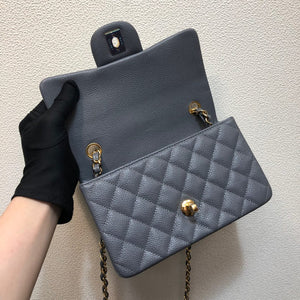 Chanel A69900 Mini Flap Bag Grained Calfskin Gray Gold - Default Title - View 8