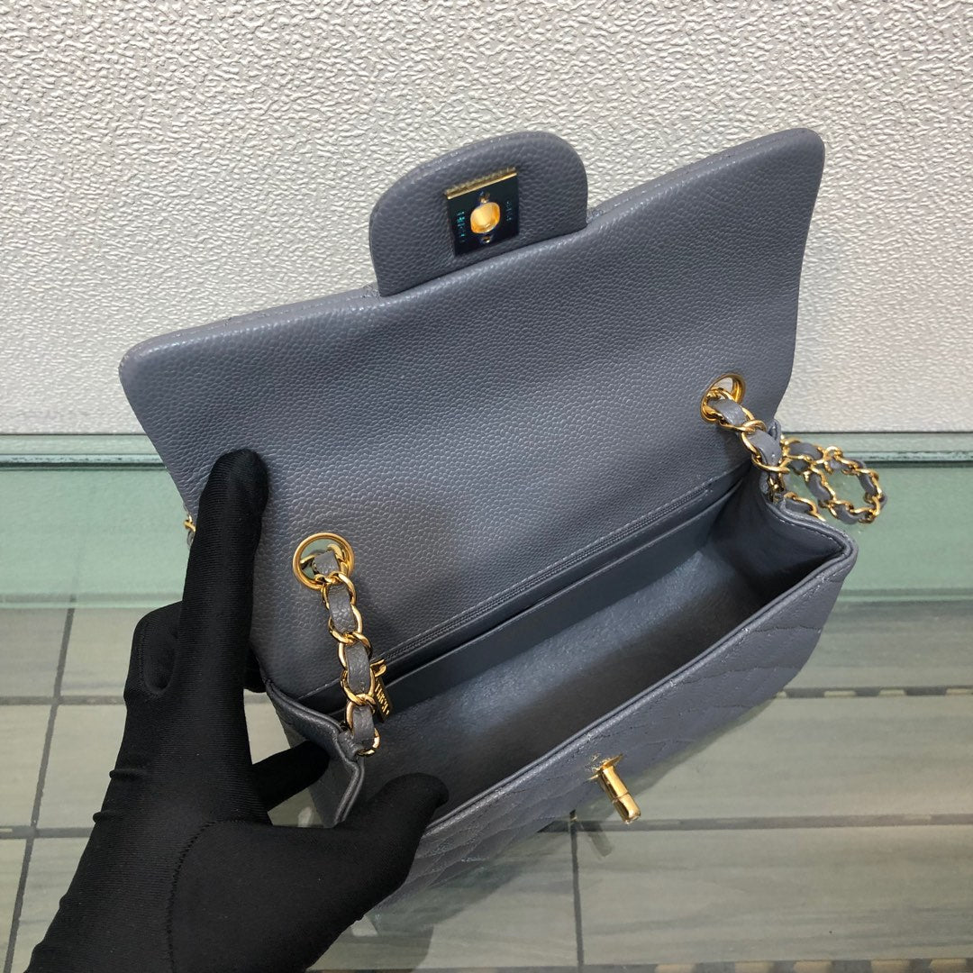 Chanel A69900 Mini Flap Bag Grained Calfskin Gray Gold - Default Title - View 9
