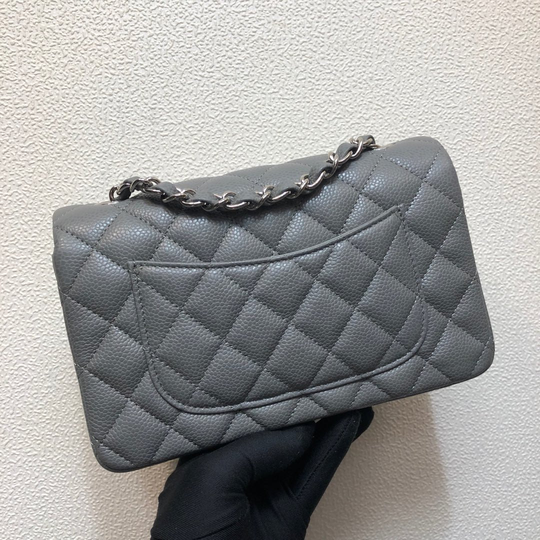 Chanel A69900 Mini Flap Bag Grained Calfskin Gray Silver - Default Title - View 4