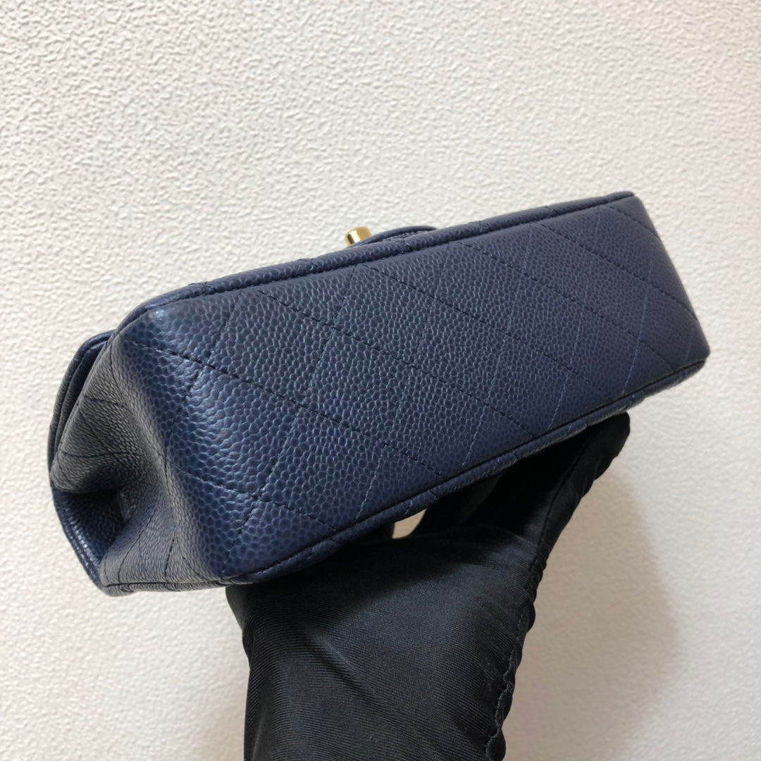 Chanel A69900 Mini Flap Bag Grained Calfskin Navy Blue Gold - Default Title - View 5