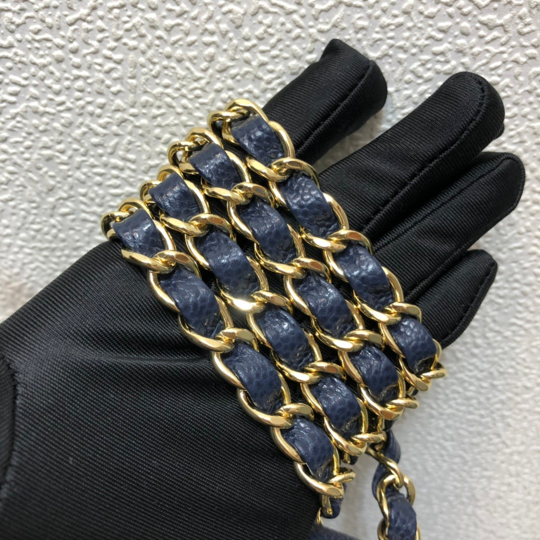 Chanel A69900 Mini Flap Bag Grained Calfskin Navy Blue Gold - Default Title - View 6