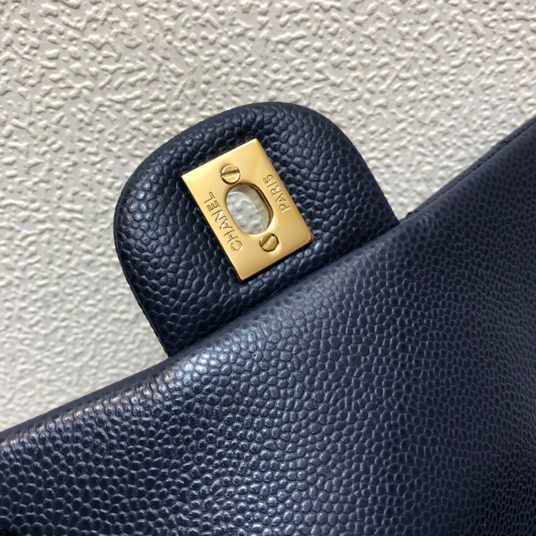 Chanel A69900 Mini Flap Bag Grained Calfskin Navy Blue Gold - Default Title - View 8