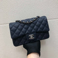 Chanel A69900 Mini Flap Bag Grained Calfskin Navy Blue Silver - Default Title - View 1