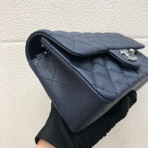 Chanel A69900 Mini Flap Bag Grained Calfskin Navy Blue Silver - Default Title - View 4