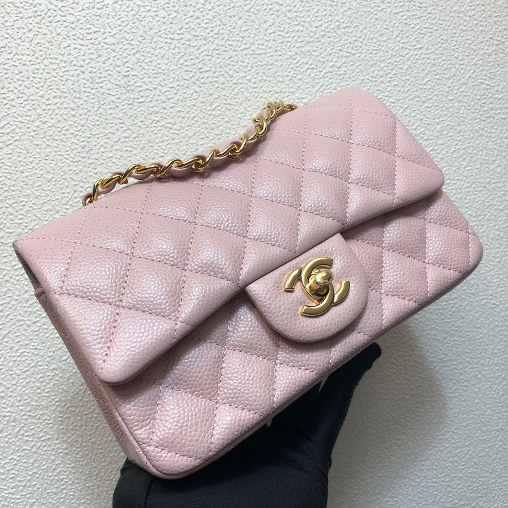 Chanel A69900 Mini Flap Bag Grained Calfskin Pink Gold