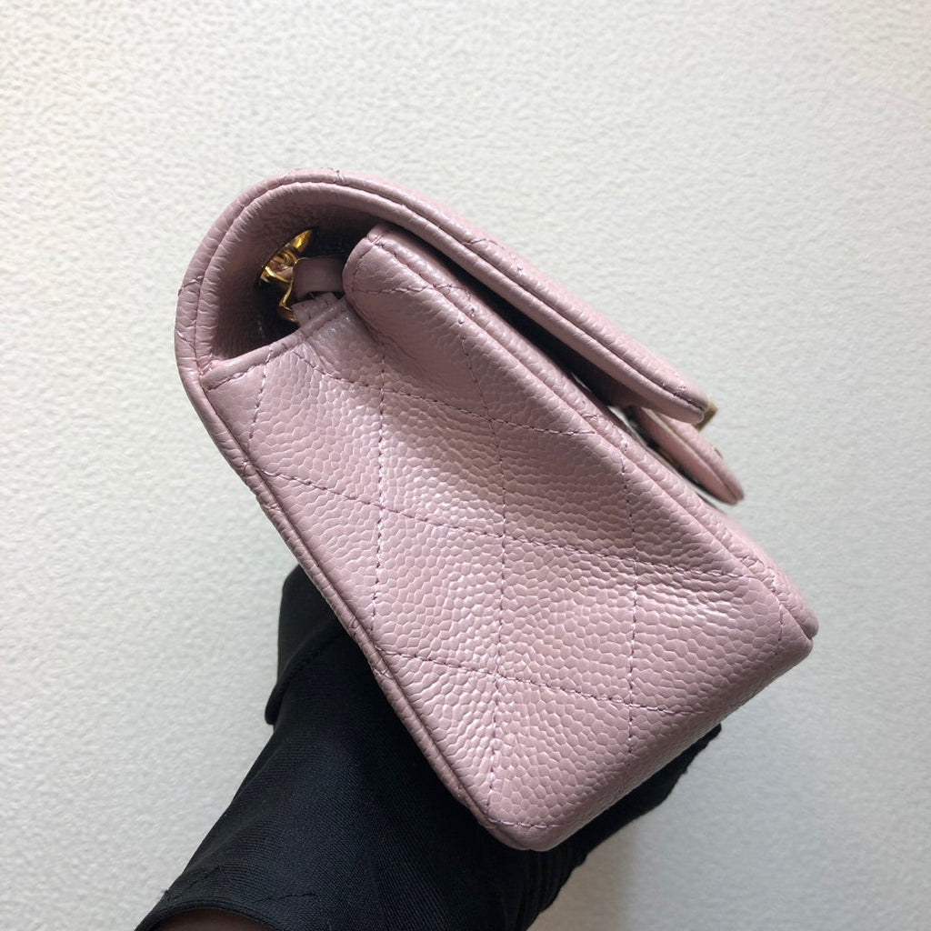 Chanel A69900 Mini Flap Bag Grained Calfskin Pink Gold