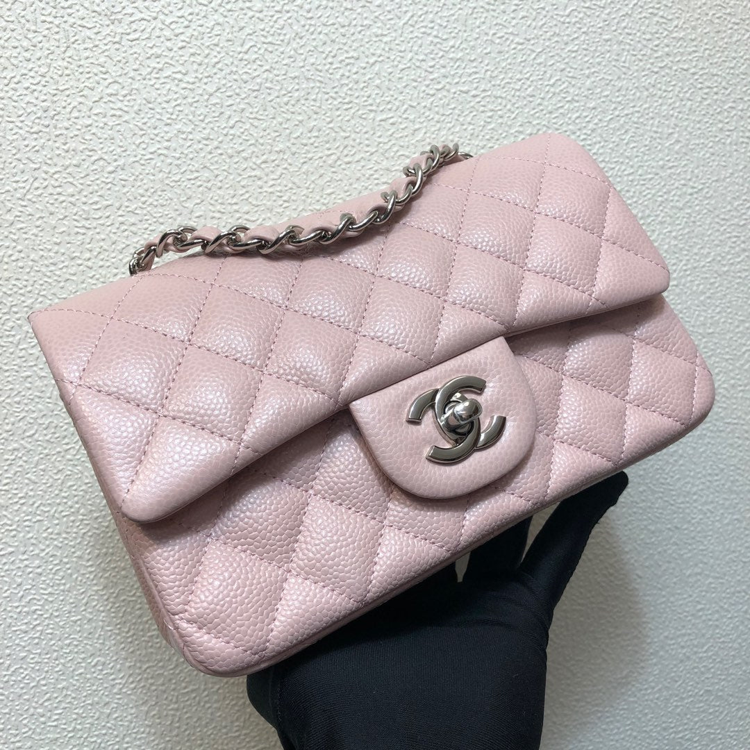 Chanel A69900 Mini Flap Bag Grained Calfskin Pink Silver - Default Title - View 2