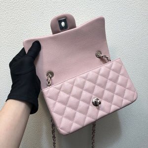 Chanel A69900 Mini Flap Bag Grained Calfskin Pink Silver - Default Title - View 7