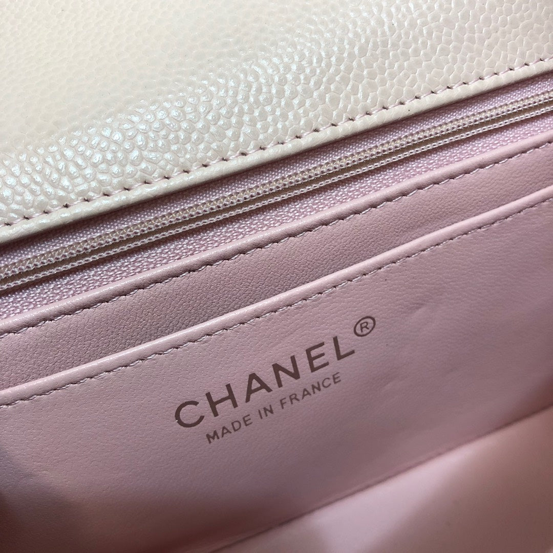 Chanel A69900 Mini Flap Bag Grained Calfskin Pink Silver