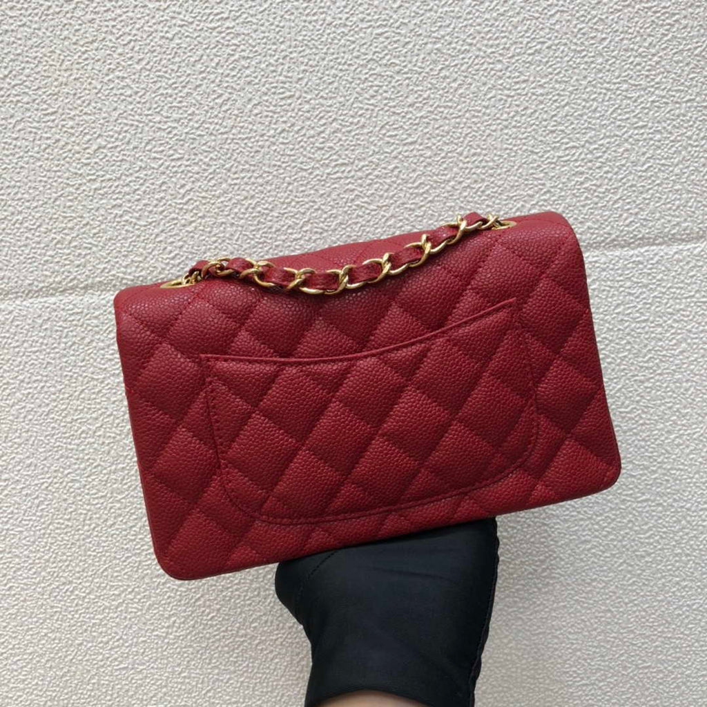 Chanel A69900 Mini Flap Bag Grained Calfskin Red Gold