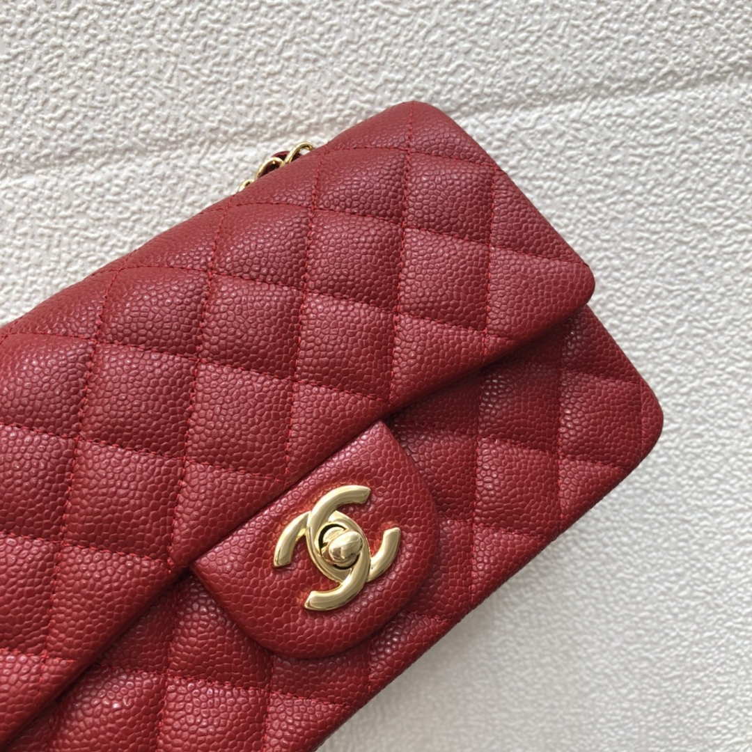Chanel A69900 Mini Flap Bag Grained Calfskin Red Gold - Default Title - View 3