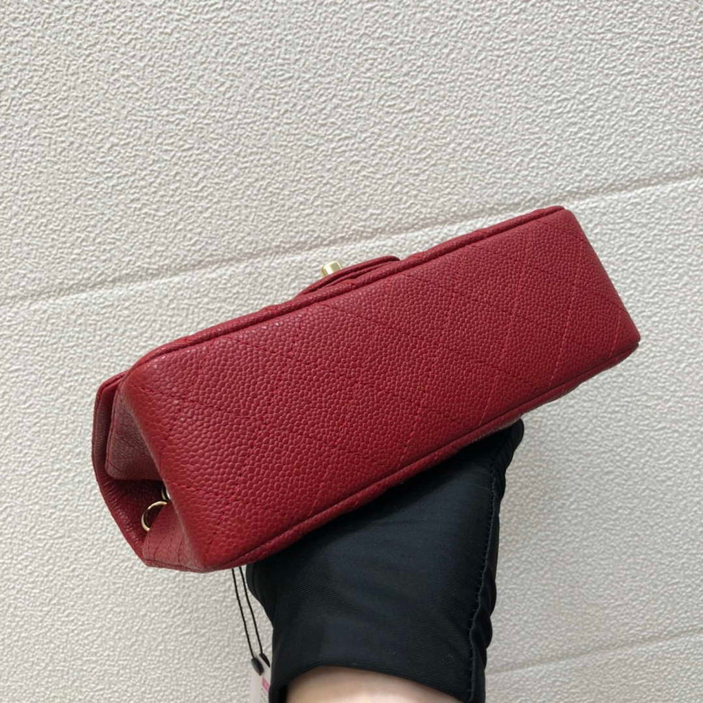 Chanel A69900 Mini Flap Bag Grained Calfskin Red Gold