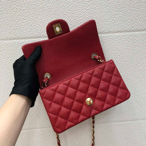 Chanel A69900 Mini Flap Bag Grained Calfskin Red Gold - Default Title - View 7