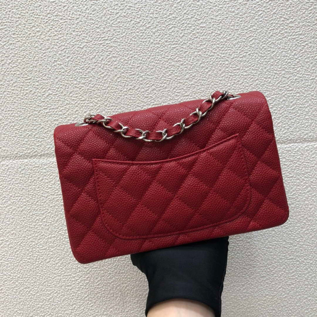 Chanel A69900 Mini Flap Bag Grained Calfskin Red Silver
