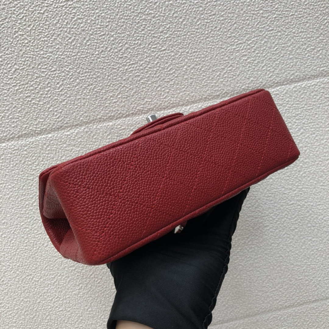 Chanel A69900 Mini Flap Bag Grained Calfskin Red Silver - Default Title - View 5