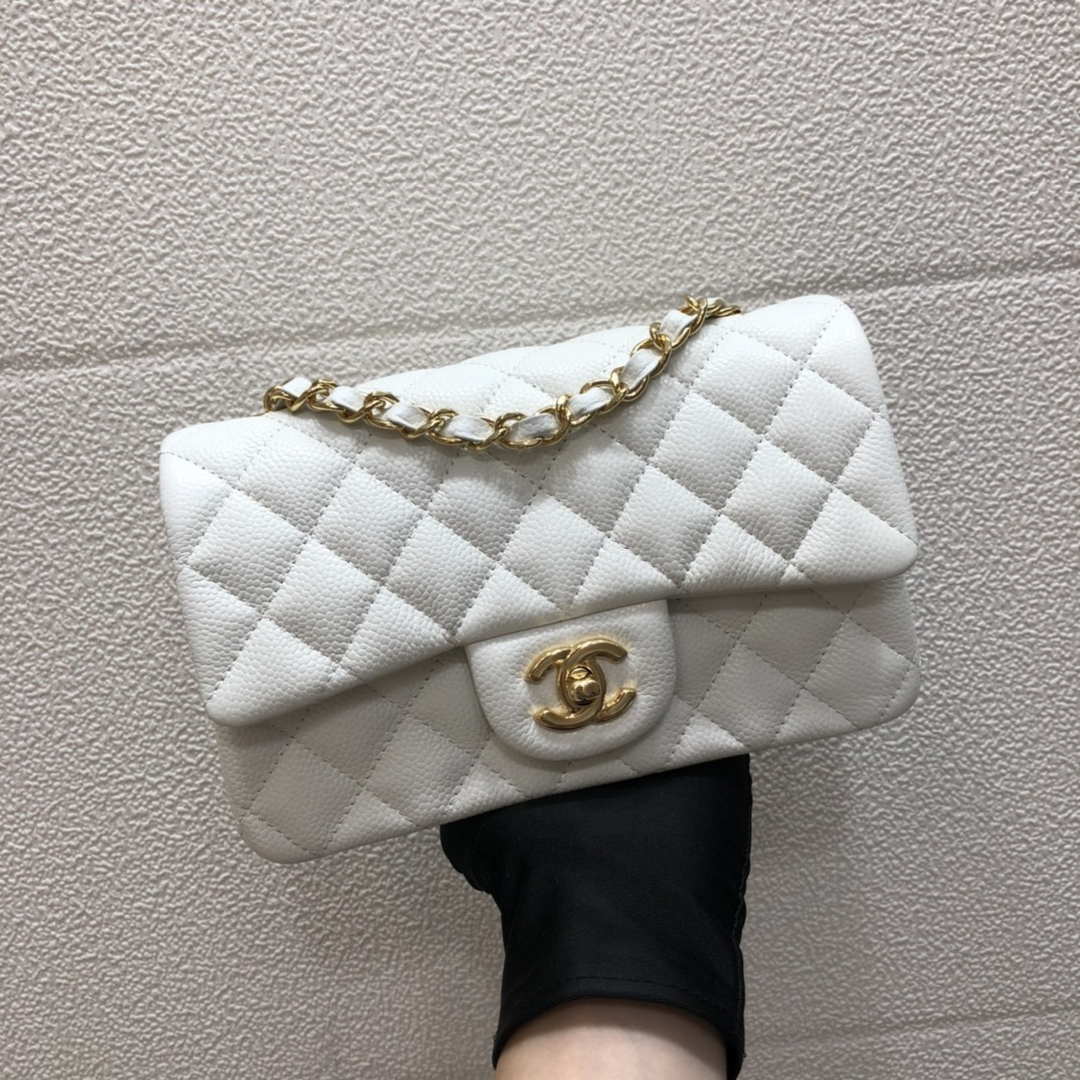 Chanel A69900 Mini Flap Bag Grained Calfskin White Gold - Default Title - View 1