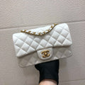Chanel A69900 Mini Flap Bag Grained Calfskin White Gold