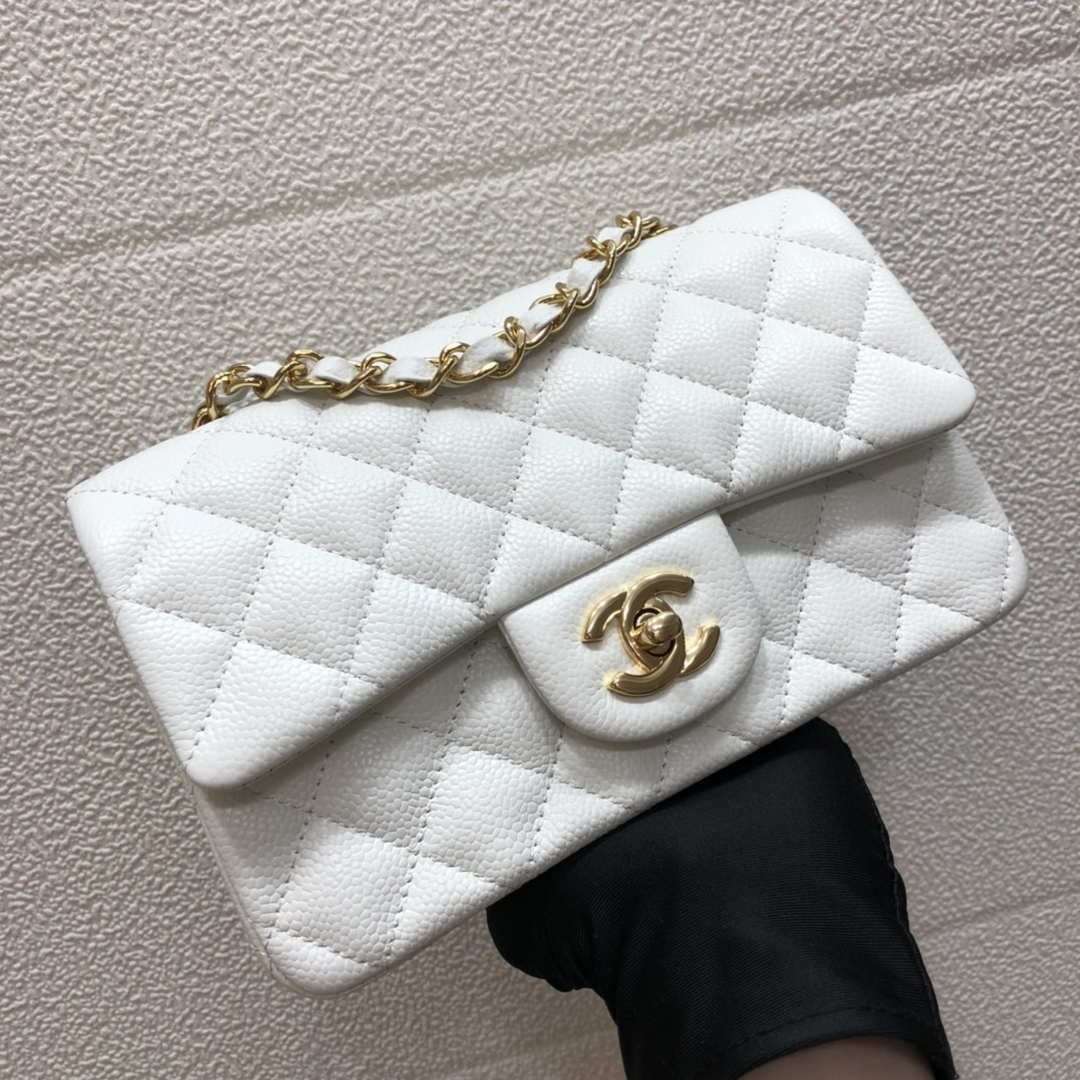 Chanel A69900 Mini Flap Bag Grained Calfskin White Gold - Default Title - View 3