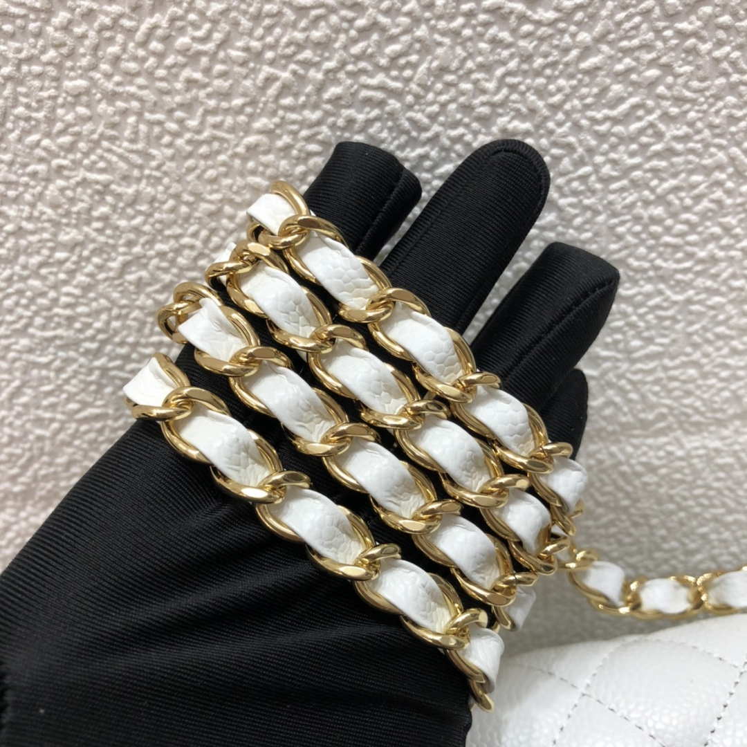 Chanel A69900 Mini Flap Bag Grained Calfskin White Gold - Default Title - View 6