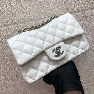 Chanel A69900 Mini Flap Bag Grained Calfskin White Silver - Default Title - View 3