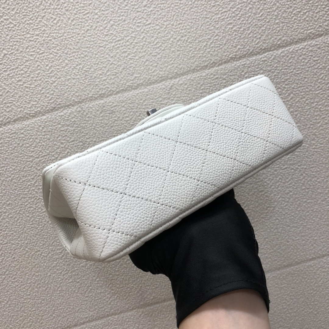 Chanel A69900 Mini Flap Bag Grained Calfskin White Silver - Default Title - View 5