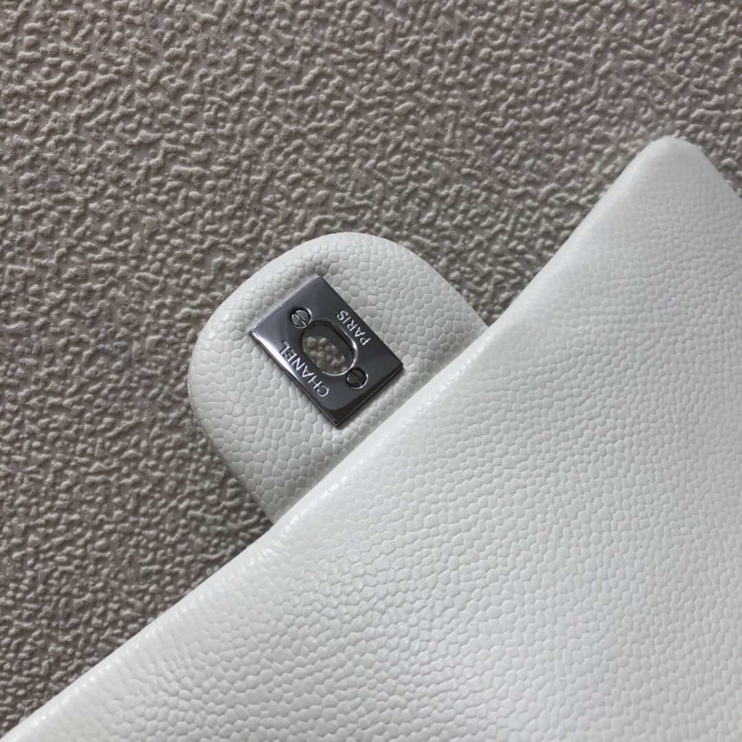 Chanel A69900 Mini Flap Bag Grained Calfskin White Silver - Default Title - View 8
